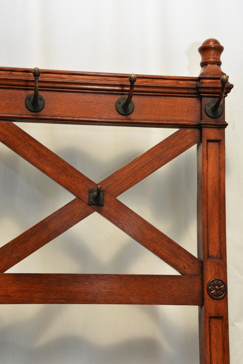 English Victorian Gothic Coat Stand Oak Hall Stand in the Manner Of Pugin - Image 10